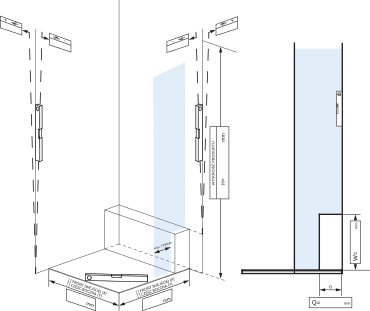 RECTANGULAR SHOWER ENCLOSURE WITH PARTITION WALL